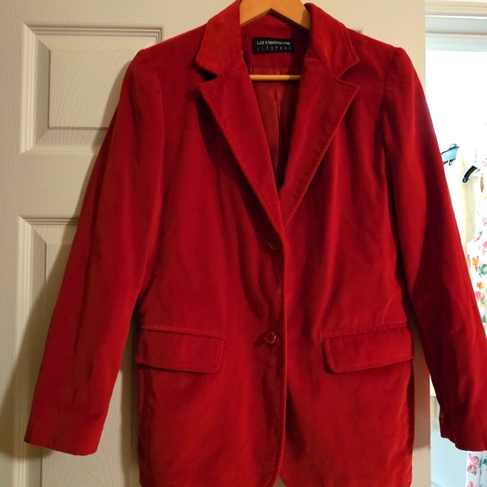 Liz Claiborne Red Velvet Blazer